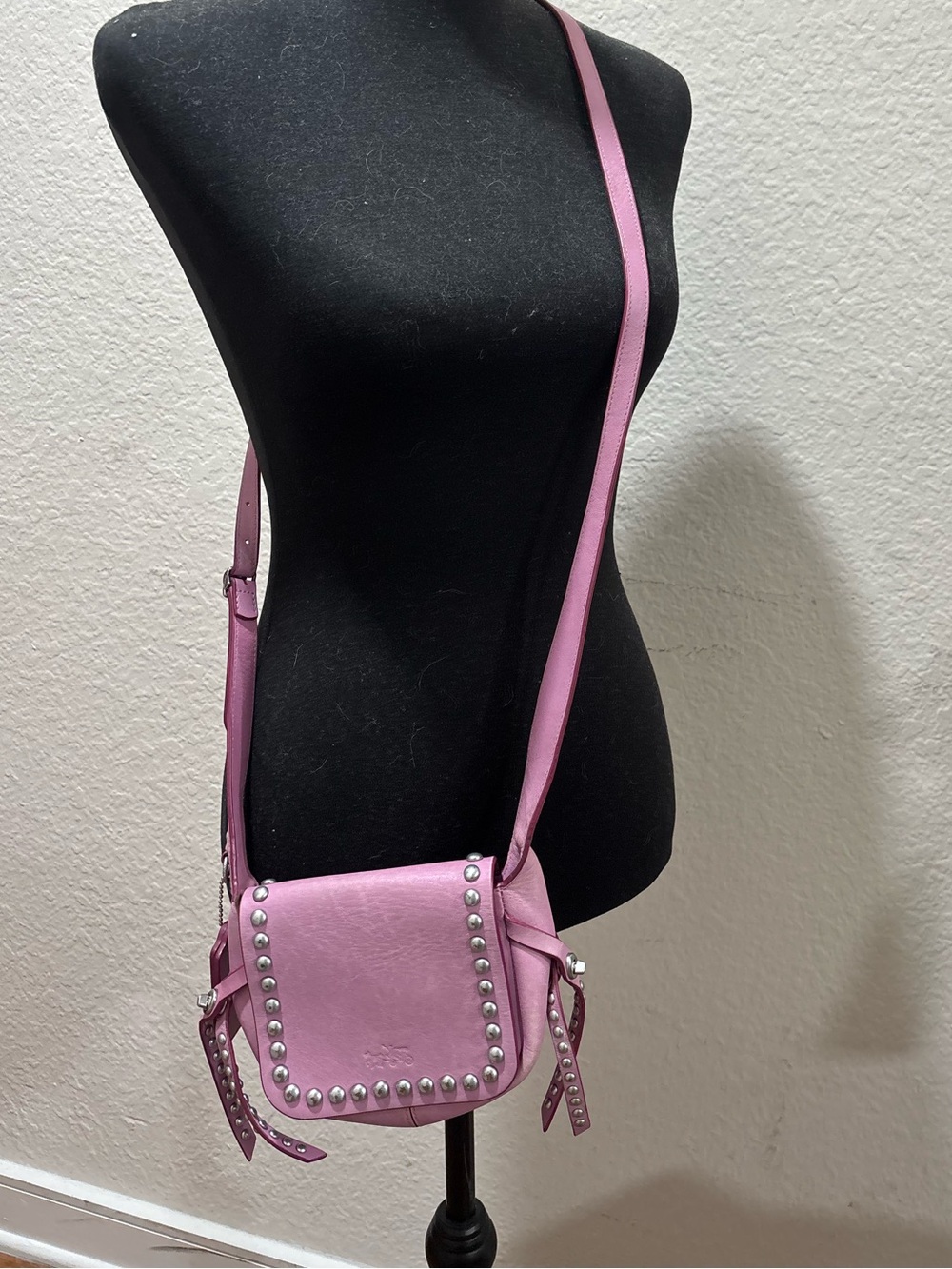 Coach Rivets Dakotah 15 Crossbody, style 35751 in pink fuschia